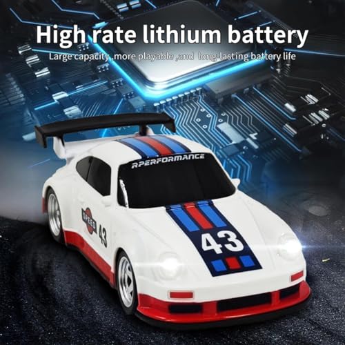 RC Drift Racing Car for 16+, 1/43 Scale 2.4GHz RTR Electric Remote Control Drift Car with LED Lights(Gyro RTR Version)