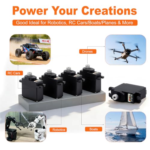 7.4V 10.5KG Metal Gear Digital Mini Servo Motor, High Torque 180 Degree RC Servo for TRX4M, SCX24, 1/10 Scale Cars, Robotics, Boats & Planes, Upgraded Metal Gear System (7.4V 5.5KG-180°) - size: 7.4V 5.5KG-180°