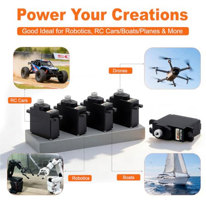 7.4V 10.5KG Metal Gear Digital Mini Servo Motor, High Torque 180 Degree RC Servo for TRX4M, SCX24, 1/10 Scale Cars, Robotics, Boats & Planes, Upgraded Metal Gear System (7.4V 5.5KG-180°) - size: 7.4V 5.5KG-180°