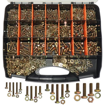 1008PCS Metric Bolt Assortment - Heavy Duty Grade 8.8 M4 M5 M6 M8 Metric Bolts and Nuts Assortment, Nut and Bolt Assortment Kit, Bolts and Nuts Kit (12-40mm), Yellow Zinc Plated, Corrosion Resistant