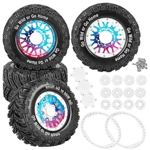 RC Truck Tires Wheel for 1/10 Big Rock Granite Vortek 3s / Stampede Rustler RC Car,4-Pack RC Wheels Tires,Colour - color: Colour- (Rc Tires Wheel)