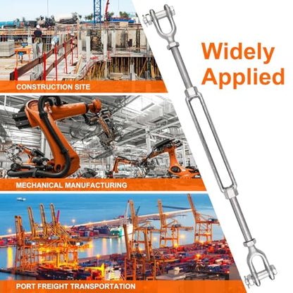Forged Galvanized Steel Turnbuckle 7/8 x 12 Inch Jaw and Jaw Turnbuckles for Cable Rail Rigging Rope Chain 7,200 lbs Working Load Limit, 1PCS(7/8" X 12") - size: 7/8" X 12"