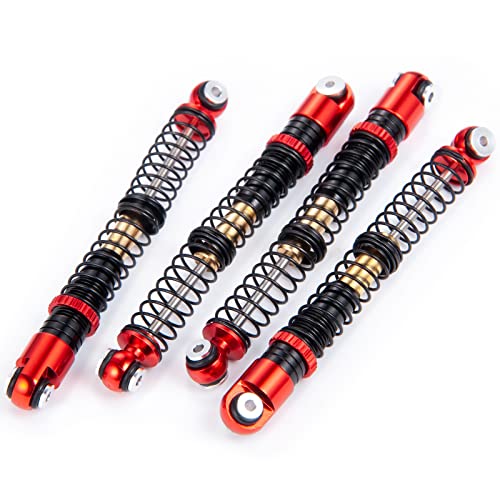 MOHERO Adjustable RC Shocks Absorber Damper 53mm Aluminum 4Pcs for 1/24 Axial SCX24 RC Crawler Car Upgrade Parts (Red) - color: Red