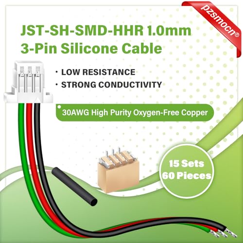 15 Sets/60 Pcs Mini Micro JST-SH-SMD-HHR 1.0mm 3-Pin Connector Kit | Premium Automotive Wiring, Heavy Duty Terminals, Reliable Circuit Board, High Temperature Housing, Easy Project Assembly - size: 3-Pin, style: JST-SH-HHR