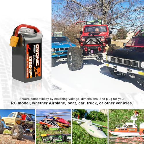 OVONIC 6s Lipo Battery 120C 1300mAh 22.2V Lipo Battery with XT60 Connector for RC FPV Racing Drone Quadcopter