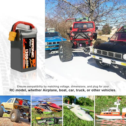 OVONIC 6s Lipo Battery 120C 1300mAh 22.2V Lipo Battery with XT60 Connector for RC FPV Racing Drone Quadcopter
