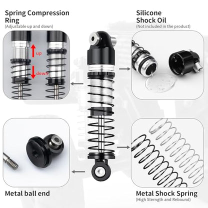 1/24th Aluminum RC Car Shocks 43mm Extended Absorber Damper for All AXIAL SCX24 AXI90081 Deadbolt C10 JLU Gladiator Bronco - size: 43mm