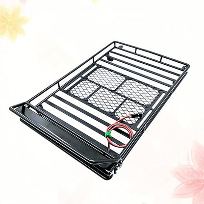1:10 Car Luggage Bracket Roof Rack with LED Light for Crawler Cars Universal Storage Solution for RC Vehicles