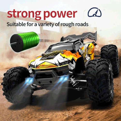 X-Verse 16102PRO 1:16 Fast Brushless RC Car for Adults, Max 45 mph, Off Road Remote Control Truck, 4WD High Speed Drift RC Car, All Terrain RC Truggy(3 Battery) - color: 16102pro (Yellow)