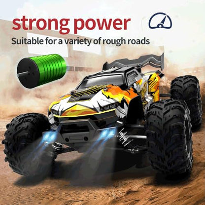X-Verse 16102PRO 1:16 Fast Brushless RC Car for Adults, Max 45 mph, Off Road Remote Control Truck, 4WD High Speed Drift RC Car, All Terrain RC Truggy(3 Battery) - color: 16102pro (Yellow)