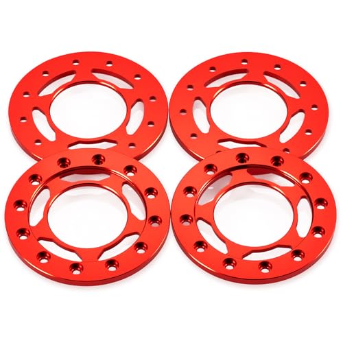 4PCS Aluminum 1.55inch RC Beadlock Wheel Replacement Ring for 1/10 AXIAL UTB18 D90 TF2 CC01 AX90069 MST JIMNY RC Crawler Trail Truck Car (Red) - color: Red