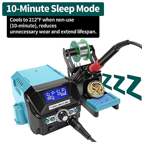 YIHUA 939D+ III EVO Digital Soldering Iron Station Kit 110W High Power with LCD display, 4 Memory Channels, Sleep Mode, Digital Calibration, Solder Wire, Helping Hands, Magnifier, 3 Soldering Tips - style: EVO Style 110W