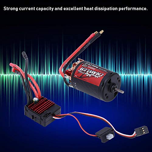 Dilwe RC Brushed Motor, 5-Slot 550 Brushed Motor + 80A ESC Combo Set Upgrade Parts Compatible with 1/10 RC Crawler Car Truck (12T)