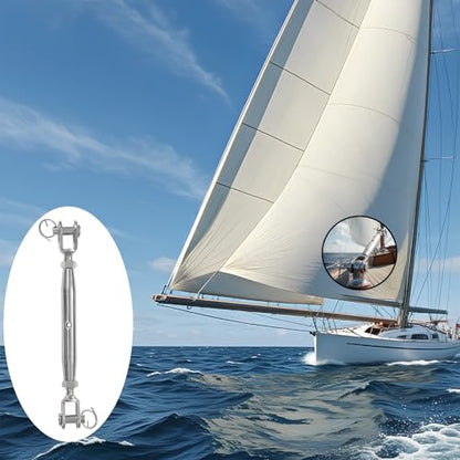 4PCS M10 Jaw and Jaw Turnbuckles for Cables Wire Rope Tension | Made of 304 Stainless Steel, Corrosion Resistant & Easy to Use,660lbs Rated,Industrial Shade Sail Rigging - size: 4PCS-M10-UU