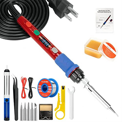 Soldering Iron Kit, 90W 110V LED Digital Soldering Iron with Ceramic Heater, Adjustable Temperature Soldering Welding Iron Kit, Auto-sleep, Thermostatic Design - color: 90w 16-in-1