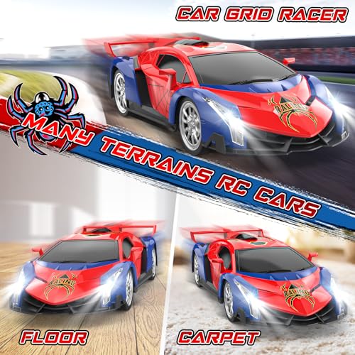 Growsland Remote Control Car for Kids, RC Cars for Boys Kids 1:18 Electric Vehicle Toy Car Hobby Racing Car Toys with Lights & Controller, Birthday Gift for 3 4 5 6 7 8 9 Year Old Boys Girls - color: Red