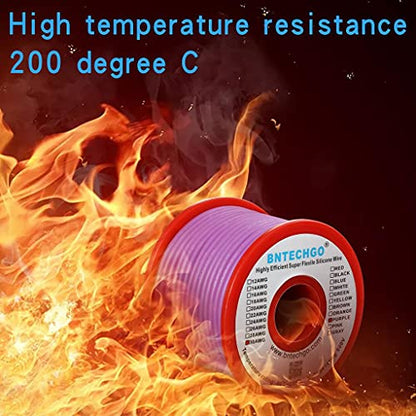BNTECHGO 30 Gauge Silicone Wire Spool 50 ft Purple Flexible 30 AWG Stranded Tinned Copper Wire | Flexible 30 AWG Stranded Wire Silicone Rubber Insulation For RC Models, Drone, Robot, LED Lighting Systems, 3D Printer, DIY - size: 30 gauge silicone wire 50f