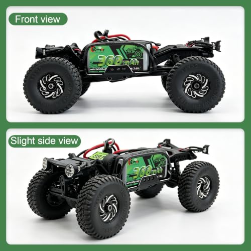 2PCS 7.4V Lipo Battery 2S 360mAh PH2.0 Plug Rechargeable Lithium Battery with RC Battery Aluminum Side Plate for RC Axial SCX30 Upgrade Crawler Car Trucks - color: 2pcs 360mAh, w/ battery tray