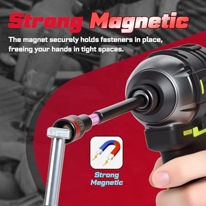 Impact Nut Driver Set, 20 Pieces 2.56”6”Long 6mm/8mm/10mm/ 11mm/13mm 1/4”5/16”3/8”7/16”1/2”6 Point Alloy Steel Magnetic Metric/SAE Nut Setter 1/4 Hex Shank Impact Driver with Case Box - size: 2.56"/6", style: MIXSM-20pcs
