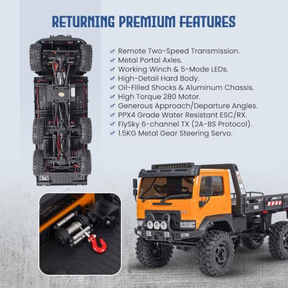 HOBBYPLUS ARKTOS 6x6 V1.5 CR18P Rock Crawler RTR All Terrain - Remote Control Car, Rock Crawler 1/18 Scale 6WD 2 Speed Transmission Off Road for Adults, RC Hobbyists (Tan) - color: Tan (6x6 V1.5)
