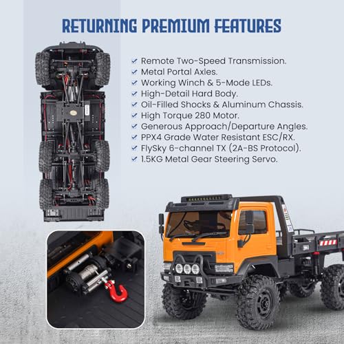 HOBBYPLUS ARKTOS 6x6 V1.5 CR18P Rock Crawler RTR All Terrain - Remote Control Car, Rock Crawler 1/18 Scale 6WD 2 Speed Transmission Off Road for Adults, RC Hobbyists (Tan) - color: Tan (6x6 V1.5)