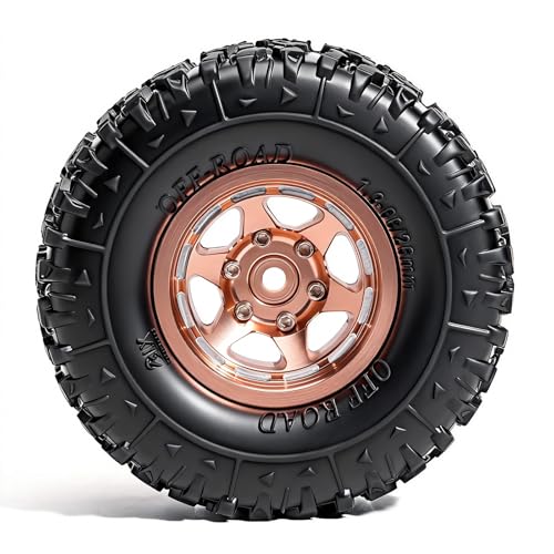 1.3” Aluminum Beadlock Wheels & Mud Terrain Tires Set for 1/18 1/24, -6.0mm Offset RC Crawler Car Fits TRX4M, Axial SCX24 AX24, Redcat Ascent-18, FCX24, 66 x 26mm, Pre-Assembled 4 pcs Copper - color: Copper