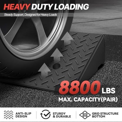 Rubber Curb Ramp, 5.5" Rise, Sidewalk Ramp for Forklift, Car, Wheelchair, Bike, Driveway & Garage - size: 5.5" Rise