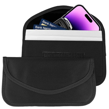 2PCS Faraday Bag for Phones and Car Keys, Keyless Entry RFID Signal Blocking Bag Key Fob Protector, Anti-Theft Faraday Pouch for Cell Phone Privacy Protection, Signal Shielding (Black) - color: Black