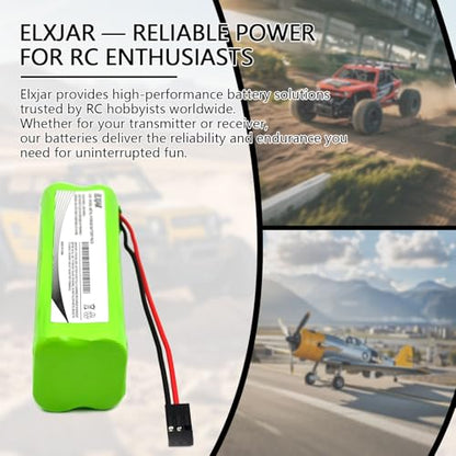 Coonyard (2-Pack) 9.6V 2000mAh NiMH Battery for Futaba 8UA 8UH 6YF 6NPK 7C | Fits Futaba 6DA, 7NFK and Square NT8S600B; 8-AA square battery pack with Hi-tec connector for compatible RC radio systems.