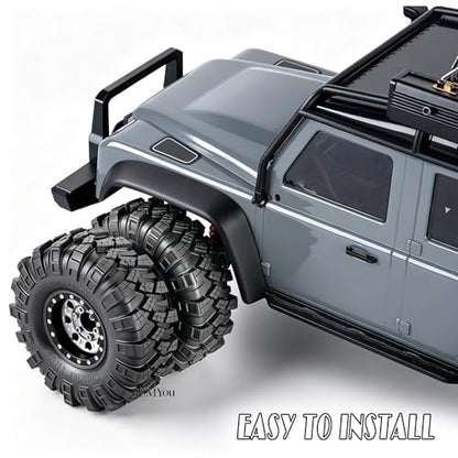 RC 1.0 Beadlock Wheels and Tires for 1/18 1/24 Trx4m SCX24 FMS FCX24 RC Crawler Car,Aluminum 4pcs RC Wheel Rim Soft Rubber Tires,RC Wheels 1.0,Silver - color: Silver (1.0 in Tires)