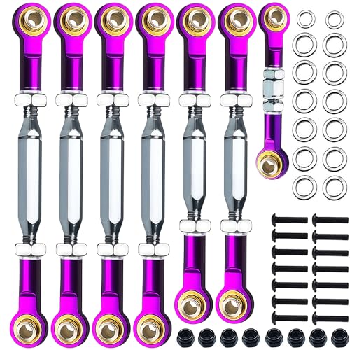 Stainless Steel Turnbuckles Fit for 1/10 Traxxas Rustler Slash Hoss,Purple | 74-108mm Adjustable Camber Links with Rod Ends for Stampede Bandit,Upgrades Hop Ups Parts - color: Purple