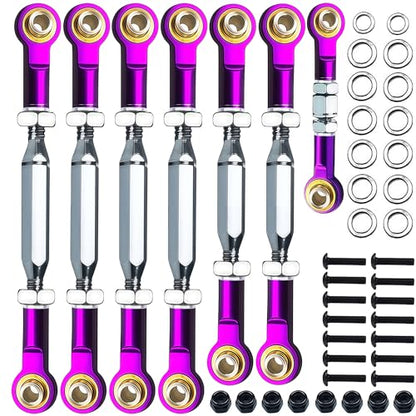74-108mm Stainless Steel Turnbuckles Fit for 1/10 Traxxas Rustler 4X4 2WD,Adjustable Camber Links with Rod Ends for Slash 2WD 4X4,Hoss 4X4,Stampede 4X4,Bandit 2WD 4X4 Upgrades Hop Ups Parts,Purple - color: Purple
