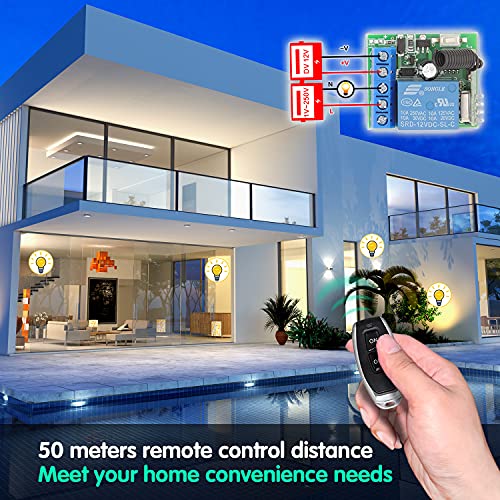DieseRC 433Mhz Universal Wireless Remote Control Switch DC 12V 1CH RF Relay Receiver Module with 1 Transmitter, EV1527 Learning Code Remote Switch - color: 1 Recever and 1 Transmitter