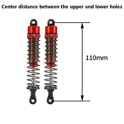 1/10 RC Oil Leakproof Shocks,2Pcs Adjustable Oil Filled Shocks 52mm-120mm for 1/10 RC Buggy Truggy On Road Touring Drift Cars Monster Trucks Upgrade Parts (2PCS 110mm Red) - color: 2PCS 110mm Red