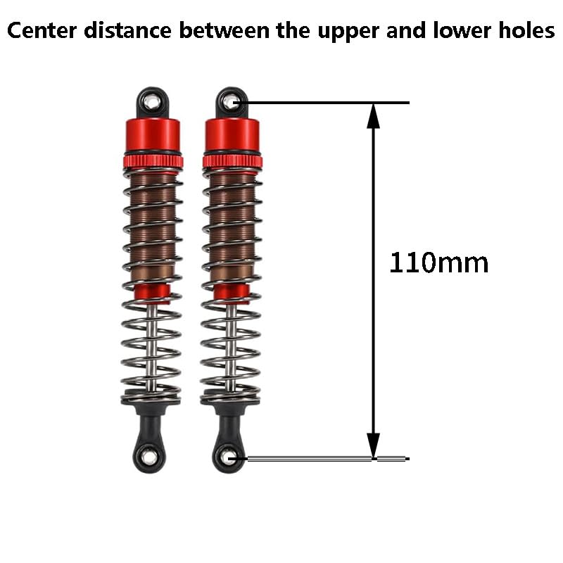 1/10 RC Oil Leakproof Shocks,2Pcs Adjustable Oil Filled Shocks 52mm-120mm for 1/10 RC Buggy Truggy On Road Touring Drift Cars Monster Trucks Upgrade Parts (2PCS 110mm Red) - color: 2PCS 110mm Red