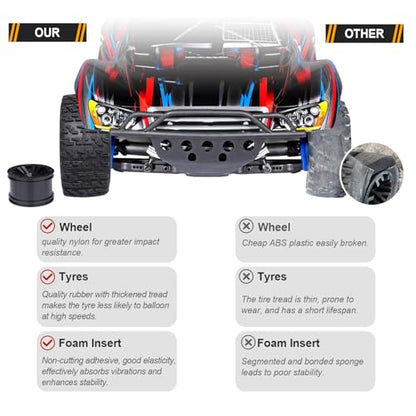 1/10 Short Course Truck Tires and Wheels Tyres for Traxxas HSP Tamiya HPI Kyosho Losi Redcat Racing RC Model Car, Set of 4 (Style A) - style: Style A