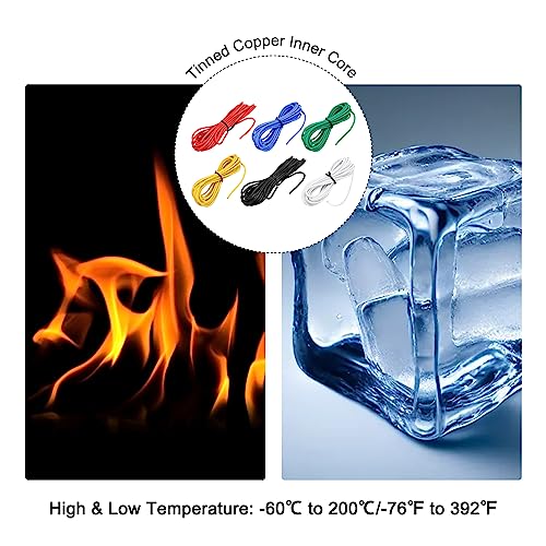 MECCANIXITY 18 Gauge Wire Silicone Wire 18AWG Electrical Wire Stranded Wire Tinned Copper Wire High Temp Hookup Wire 6 Color 3.0m/10ft for Car Model Electric Appliances 6pcs - size: 18AWG, 10ft
