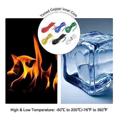 MECCANIXITY 18 Gauge Wire Silicone Wire 18AWG Electrical Wire Stranded Wire Tinned Copper Wire High Temp Hookup Wire 6 Color 3.0m/10ft for Car Model Electric Appliances 6pcs - size: 18AWG, 10ft