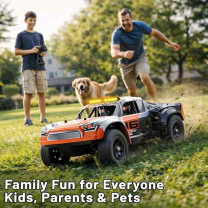 1:16 Beginner RC Cars,4WD Drift All Terrain Remote Control Car Short Course RC Truck, Up to 36 km/h,2.4GHz RTR, 2×7.4V 1300mAh Batteries, 2 Tire Sets , Metal Drivetrain,for Adults and boys age 8-12