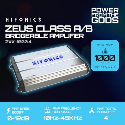 Hifonics Zeus ZXX 3200 Watt Max Class D Monoblock Car Audio Amplifier Amp with Bass Knob and Remote, Variable Crossovers, ZXX-3200.1D, Silver - style: 3200 Watt Monoblock