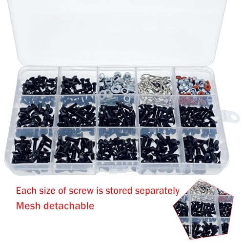 520pcs Universal RC Screw Kit Screws Assortment Set for Traxxas Arrma Redcat HPI Axial SCX10 Losi 1/8 1/10 1/12 1/16 Scale RC Cars Screws Set Trucks Crawler Parts