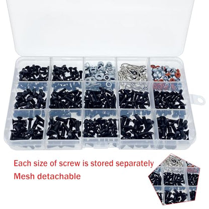 520pcs Universal RC Screw Kit Screws Assortment Set for Traxxas Arrma Redcat HPI Axial SCX10 Losi 1/8 1/10 1/12 1/16 Scale RC Cars Screws Set Trucks Crawler Parts