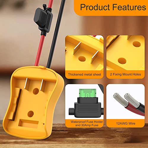 RVBOATPAT Battery Adapter Compatible with Dewalt 20V Power Wheel Battery Adapter 12 AWG Wire Battery Converters with Fuses and Connectors - color: 1 Pack