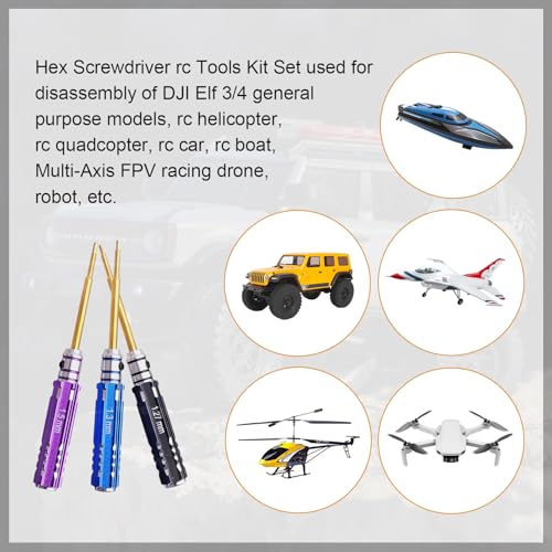 Hex Screw Driver Set Titanium Hexagon Screwdriver 0.9mm 1.27mm 1.3mm 1.5mm 2.0mm Hex Keys Allen Wrench Tool Kit for Axial SCX24 1/24 Crawler and Small Cars
