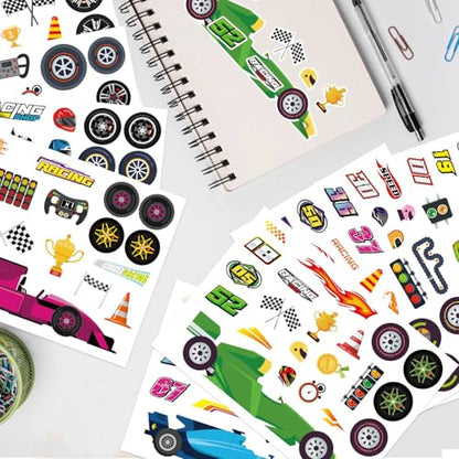 Car Stickers for Kids, DIY Race Car Sticker, Make Your Own Stickers | 24 Sheets, DIY Art Crafts Supplies, Race Party Favors, Birthday Party Decorations - style: Race Car