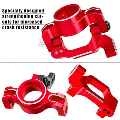 RC Aluminum C-Hubs Steering Block Caster Blocks for 1/18 LaTrax Teton Desert Prerunner Rally,Stub Axle Carriers Knuckles Set Hops UP, Replace Parts 7532 7552X (Red) - color: Red(for 1/18)