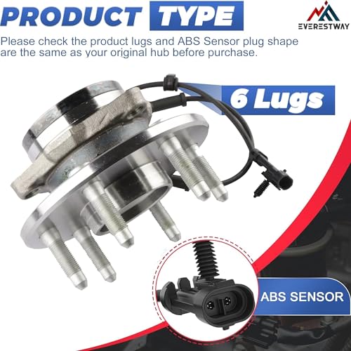 4WD 515036 Front Wheel Bearing Hub Assembly Compatible with 99-06 Silverado | 4X4 ABS 6 Lugs Hub Assemblies Bearings Compatible with 1999-2006 Chevy Silverado Suburban 1500 GMC Sierra 1500 - size: 515036/1PC