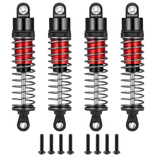 80mm Aluminum Shocks Threaded Tele Shock Absorber Damper Long Threaded Shock Absorber Oil Damper Compatible with TRX4 TRX6 Axial SCX10 D90 90046 1/10 RC Rock Crawler (Red-80MM) - color: Red-80MM