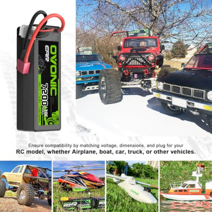OVONIC 4S LiPo Battery 7200mAh 14.8V 130C RC Battery with Dean-Style T Connector