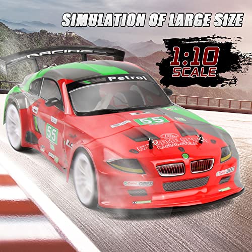 RC Truck 70km / H High-Speed Drift Racing 2.4G 4WD Electric RC Vehicle RC Flat Running Drift Rally Racing Rubber TPR Tire RC Car Gift Replacement Tires, 2 Batteries